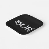 Surf zwart vierkant papier borden papieren bordje (Gebogen)