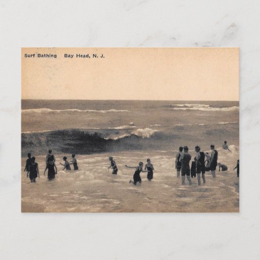 Surf zwemmen, Bay Head NJ, Vintage Briefkaart (Voorkant)