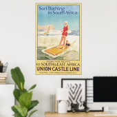 Surf zwemmen in Zuid-Afrika , Poster (Thuiskantoor)