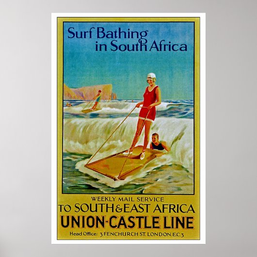 Surf zwemmen in Zuid-Afrika Poster (Voorkant)