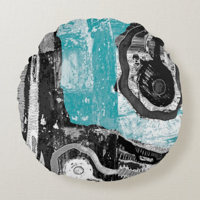 Surface Current – Abstract Flow & Structure Round  Rond Kussen (Voorkant)