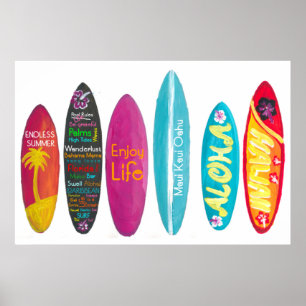 Surfboard Art Wall Aloha Poster