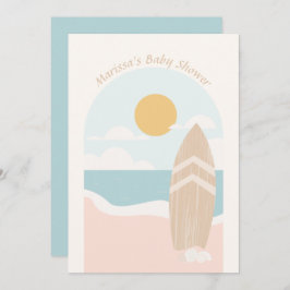 Surfboard Beach Baby shower Uitnodiging