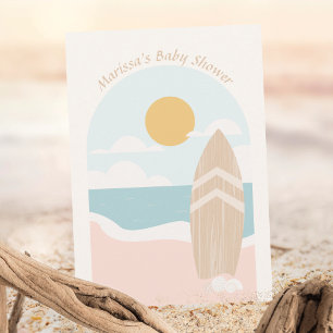 Surfboard Beach Baby shower Uitnodiging