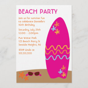 Surfboard Beach Party-uitnodigingen Kaart