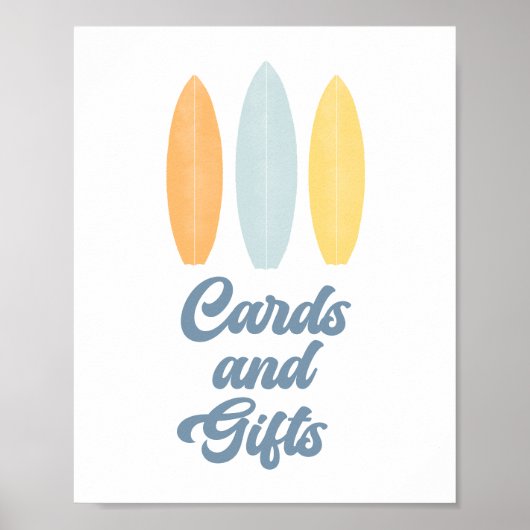 Surfboard Birthday Party Kaarten and Gifts Sign Poster (Voorkant)