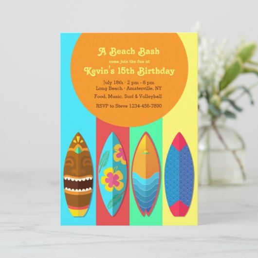 Surfboard Collectie Invitation Kaart (Staand voorkant)