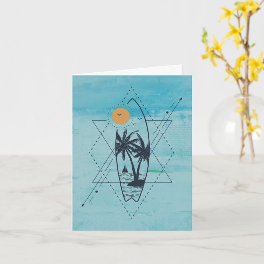 Surfboard greeting card kaart (Gele Bloem)