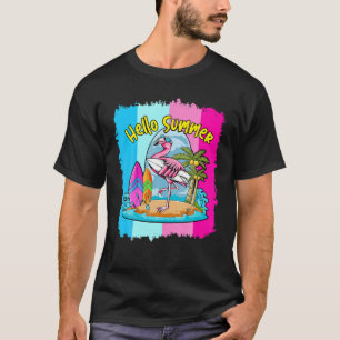 Surfboard Hallo Summer Flamingo Funny Beach Summer T-shirt