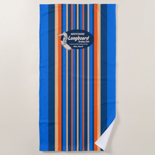 Surfboard Hawaiian Striped - Royal Blue Strandlaken (Voorkant)