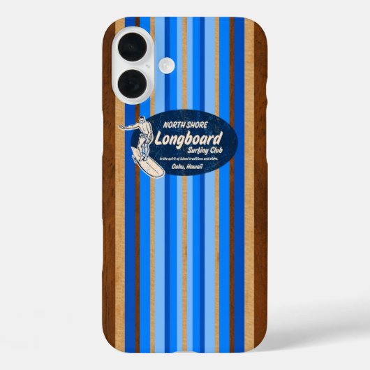 Surfboard Hawaiian Stripes Blue Case-Mate iPhone Case (Achterkant)