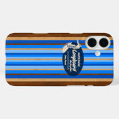 Surfboard Hawaiian Stripes Blue Case-Mate iPhone Case (Achterkant (horizontaal))