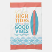 Surfboard High Tides Good Vibes Customizable Beach Theedoek (Verticaal)