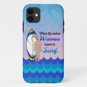 Surfboard Ocean Waves Blauw Motivatie Quote iPhone 11 Hoesje