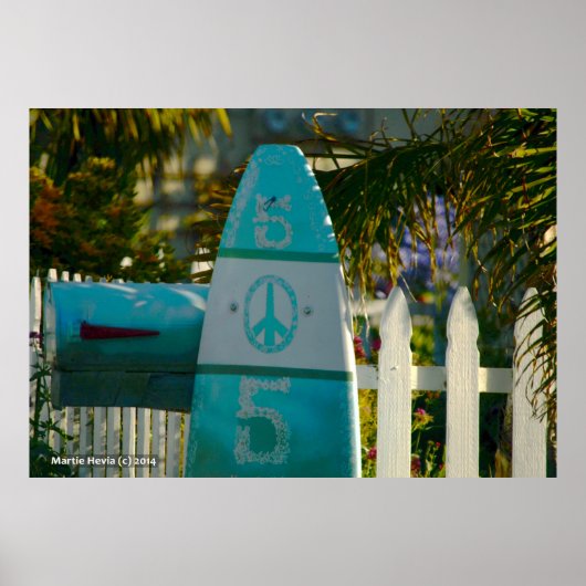Surfboard Peace Mailbox Poster (Voorkant)