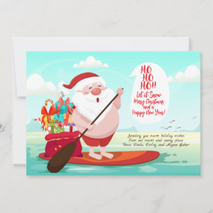 Surfboard Santa Holiday-kaart Feestdagenkaart