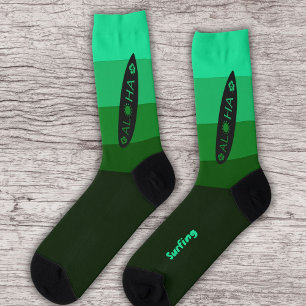 Surfboard Silhouet op Terminal Greens Kleur Sokken
