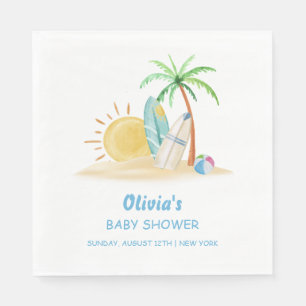 Surfboard Sunshine Beach Palm Tree Baby shower Servet