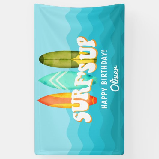 Surfboard Verjaardag Spandoek (Verticaal)
