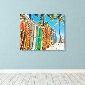 Surfboards in Waikiki Beach, Hawaii Canvas Afdruk (Insitu (Houten vloer))