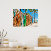 Surfboards in Waikiki Beach, Hawaii Poster (Keuken)