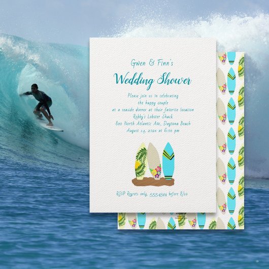 Surfboards Wedding shower for Couple Invitation