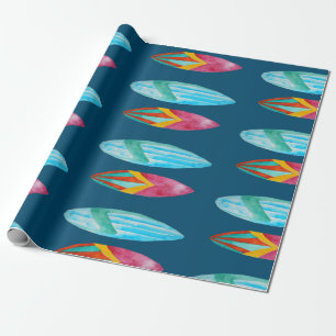Surfbordpatroon waterverf cadeaupapier