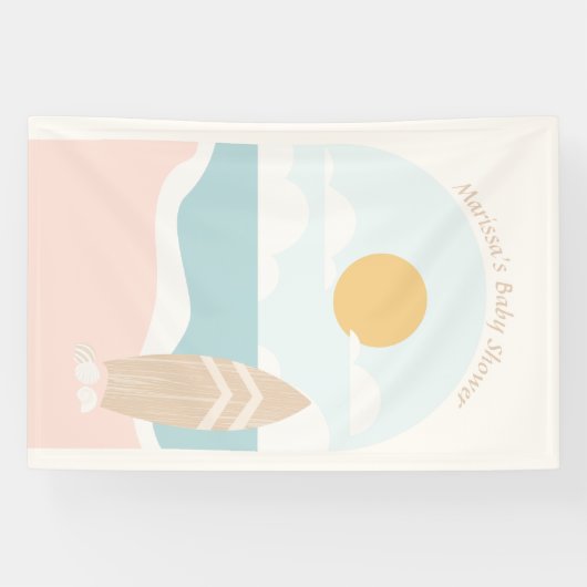 Surfbordstrand Baby shower Spandoek (Horizontaal)