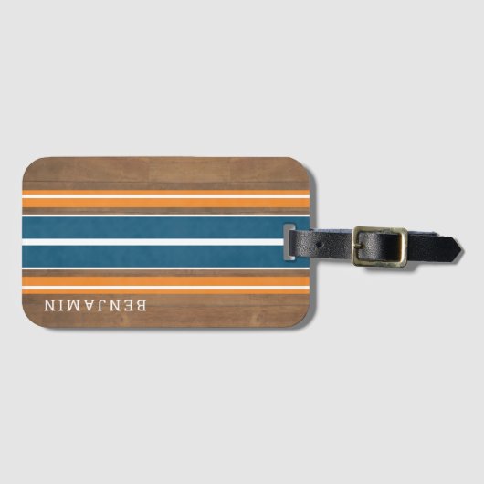  Surfbordstrips - Subtle Wood Background Bagagelabel (Voorkant (horizontaal))