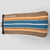  Surfbordstrips - Subtle Wood Background Golfheadcover (Voorkant)