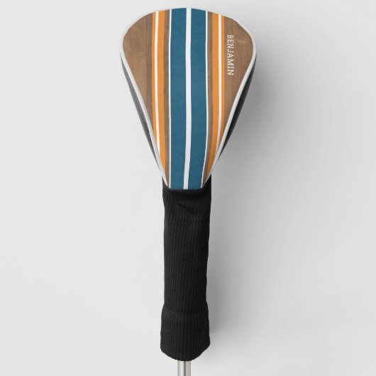 Surfbordstrips - Subtle Wood Background Golfheadcover (Voorkant)