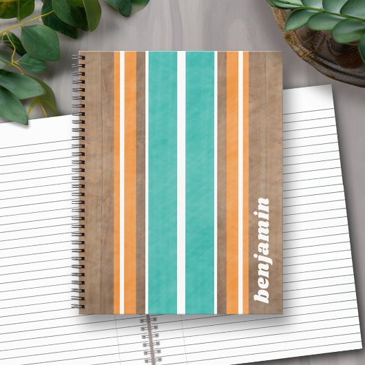 Surfbordstrips - Subtle Wood Background Notitieboek
