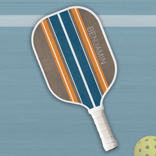 Surfbordstrips - Subtle Wood Background Pickleball Paddle