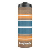  Surfbordstrips - Subtle Wood Background Thermosbeker (Voorkant)