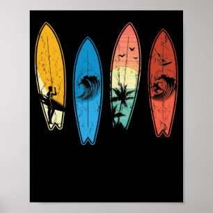 Surfbordsurfboarder met klassieke retrofboarder poster