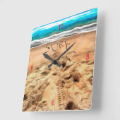 Surfduden, vierkante wandklok klok (Hoek)