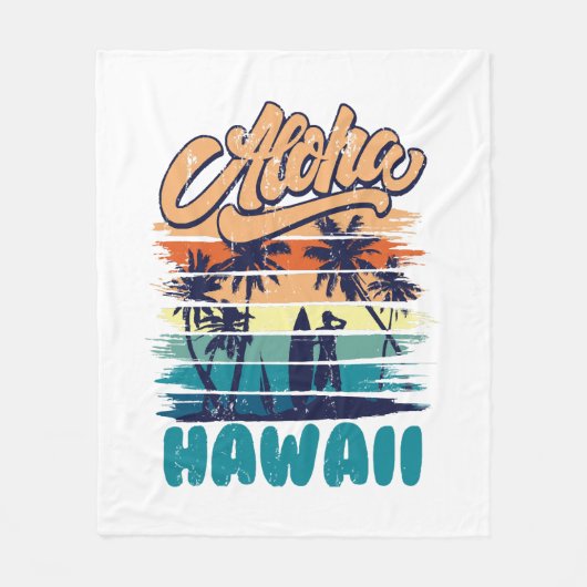 Surfen - Aloha Hawaï Fleece Deken (Voorkant)