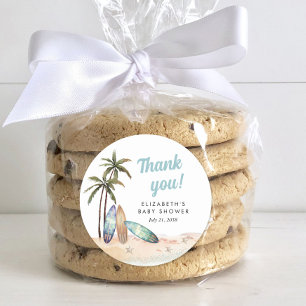 Surfen Beach Baby shower Dank u Ronde Sticker
