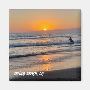 Surfen bij zonsondergang - Venice Beach, CA Magneet
