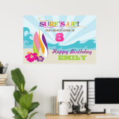 Surfen en strand met een gemarmerde verjaardagsban poster (Thuiskantoor)