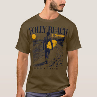  Surfen Folly Beach South Olina Retro Surf T-shirt