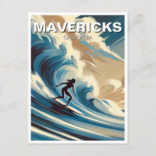 Surfen in Mavericks Californië Surfer Girl Wave Briefkaart