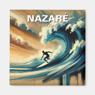 Surfen in Nazare Portugal Magneet