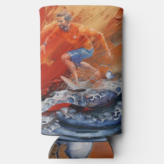 Surfen in Sinaasappel en blauw Abstract (Achterkant)