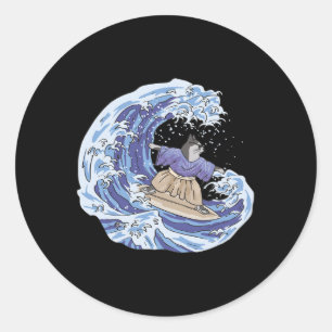 Surfen Japan Samurai Kat Vintage Surfplank Ronde Sticker