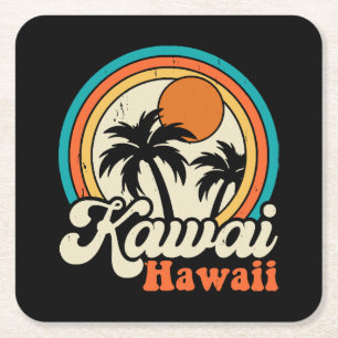 Surfen Kawaii Hawaï Vierkante Kartonnen Onderzetter