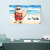 Surfen Kerstmis in juli Kerstman op het strand Spandoek (Beurs)