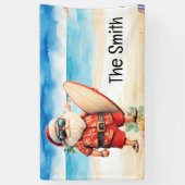 Surfen Kerstmis in juli Kerstman op het strand Spandoek (Verticaal)