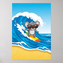 Surfen Koala Nursery Art – Stranddier Poster