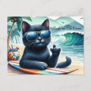 Surfen maar Kattenliefhebbers Cool Zwarte Kat Briefkaart